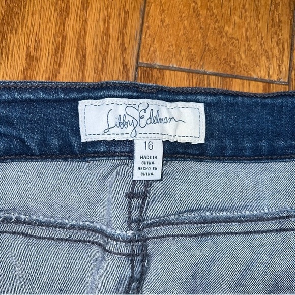 Libby Edelman Blue Two-Tone Cropped Frayed Hem Jeans Size 16 - Picture 8 of 9